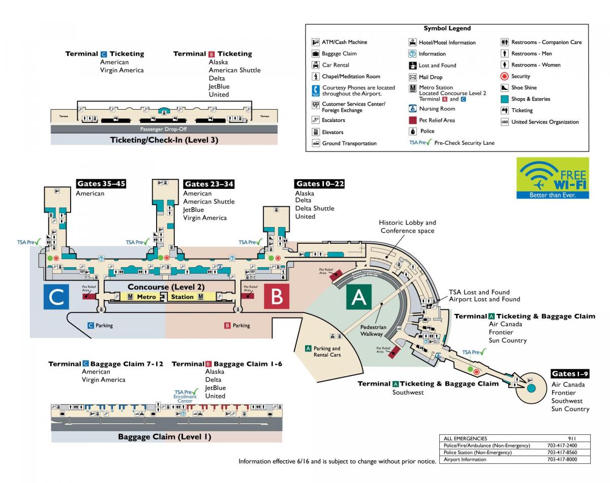 ronald reagan national airport mapu