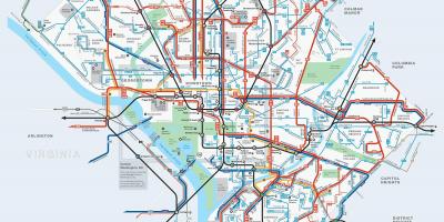Washington dc autobusových liniek mapu