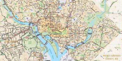 Washington dc bicykli mapu