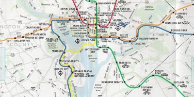Washington dc mapu s stanice metrom