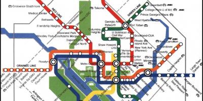 Washington dc metro vlaku mapu