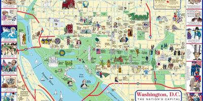 Washington dc miesta k návšteve mapu