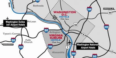 Washington dc oblasti letísk mapu