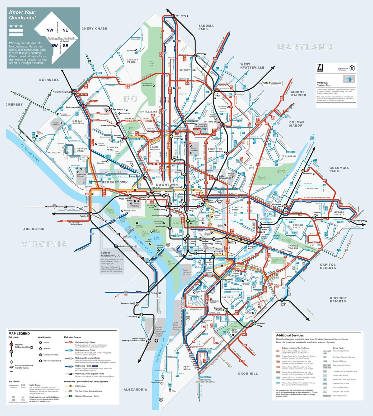 washington dc autobusových liniek mapu