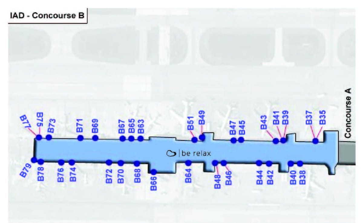 mapa dulles terminál b