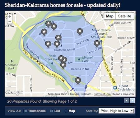 mapa kalorama okolí