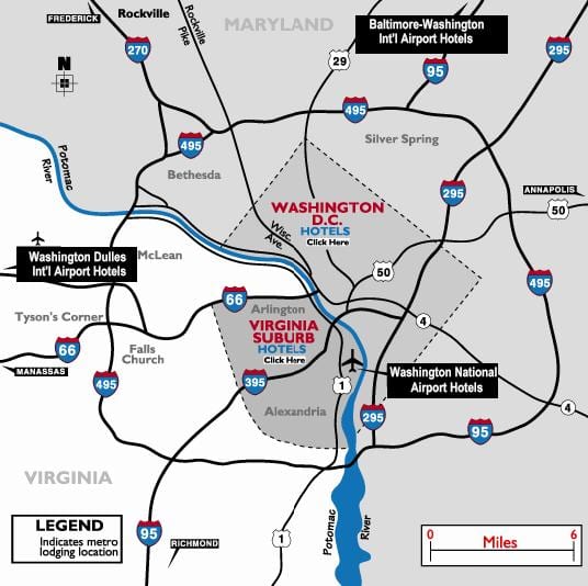 washington dc oblasti letísk mapu