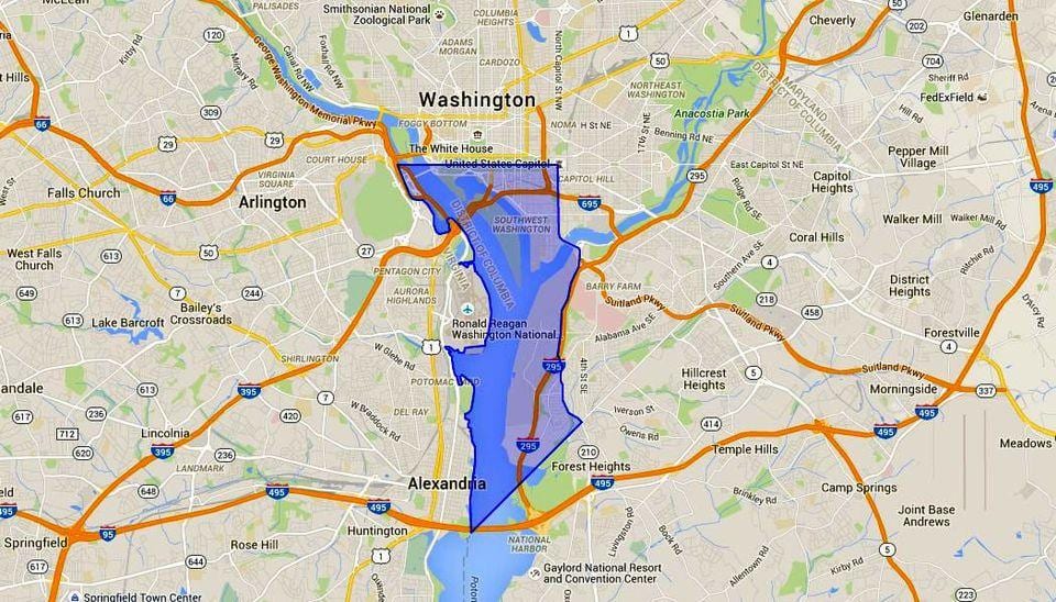 mapa juhozápad dc