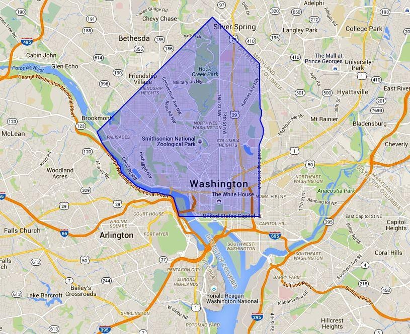 severozápadne washington dc mapu