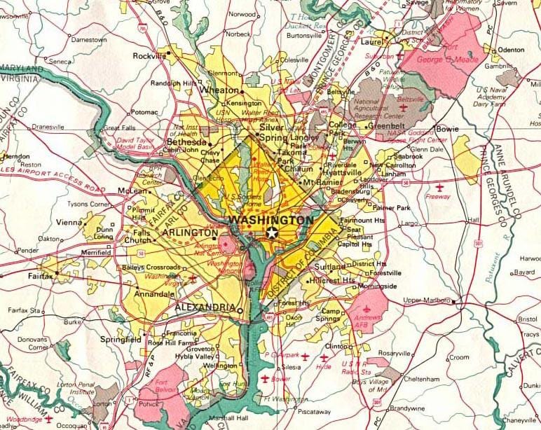 mapa dc a okolité štáty