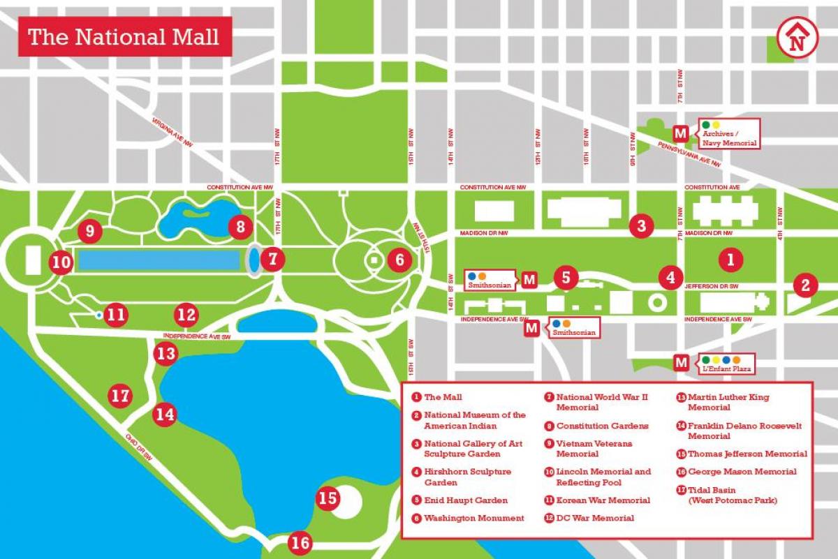 mapa national mall parkovanie