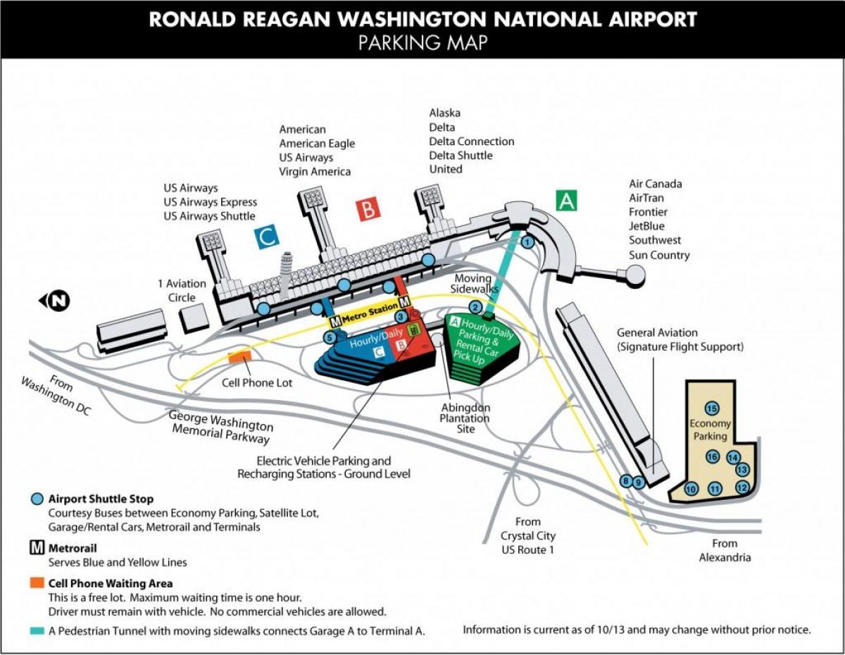 reagan airport brány mapu