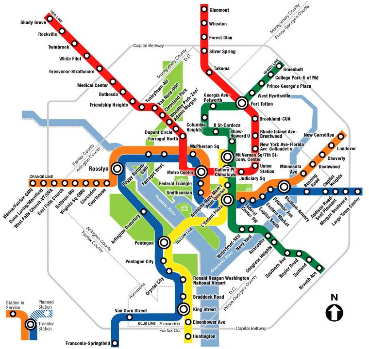 wa, dc metro mapu