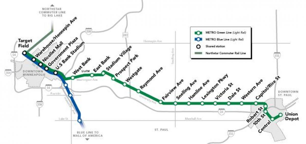 zelená linka dc metro mapu